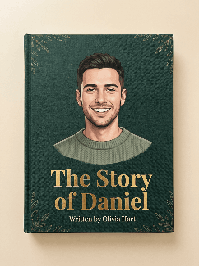 Young man personalised GiftBookStory hardcover cover