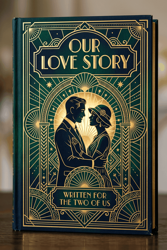 Personalised anniversary love story book cover